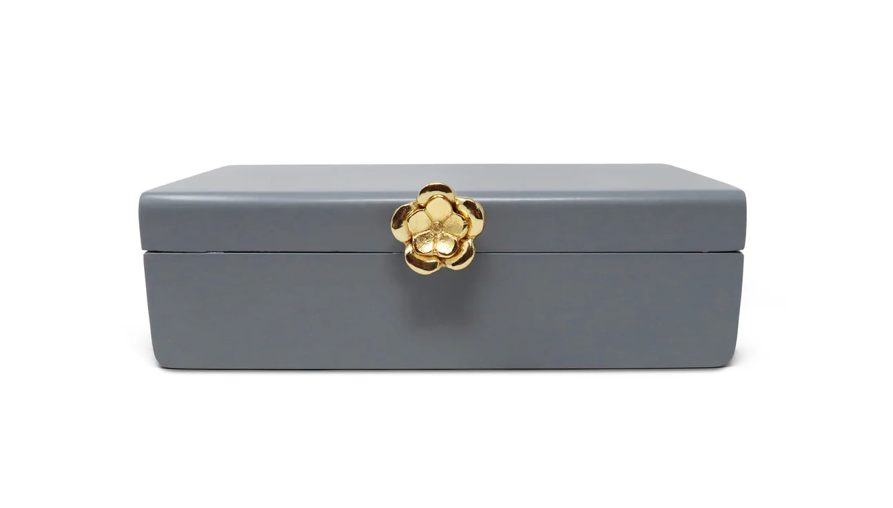 Gold Flower Grey Decorative Box