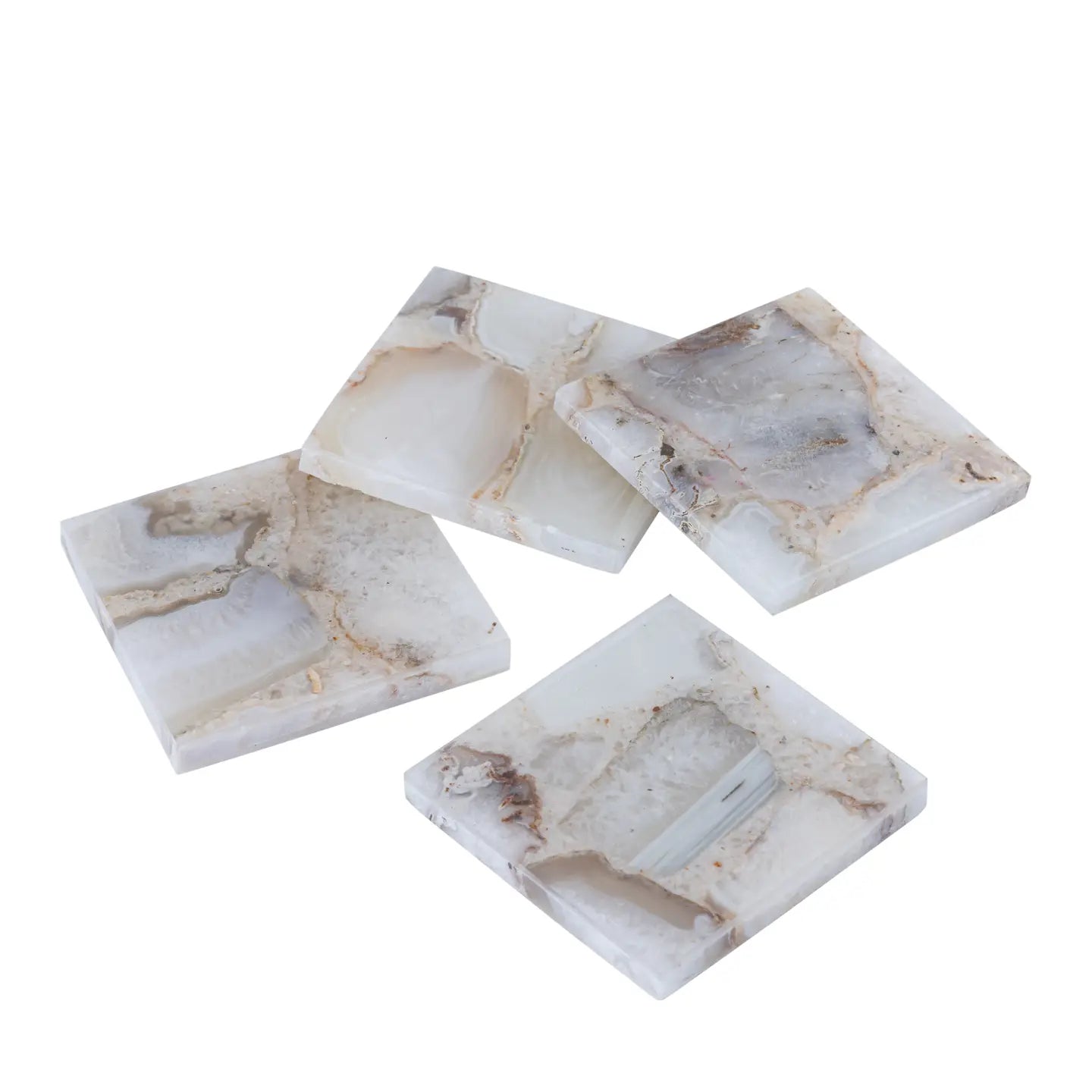 White Agate Coaster Set
