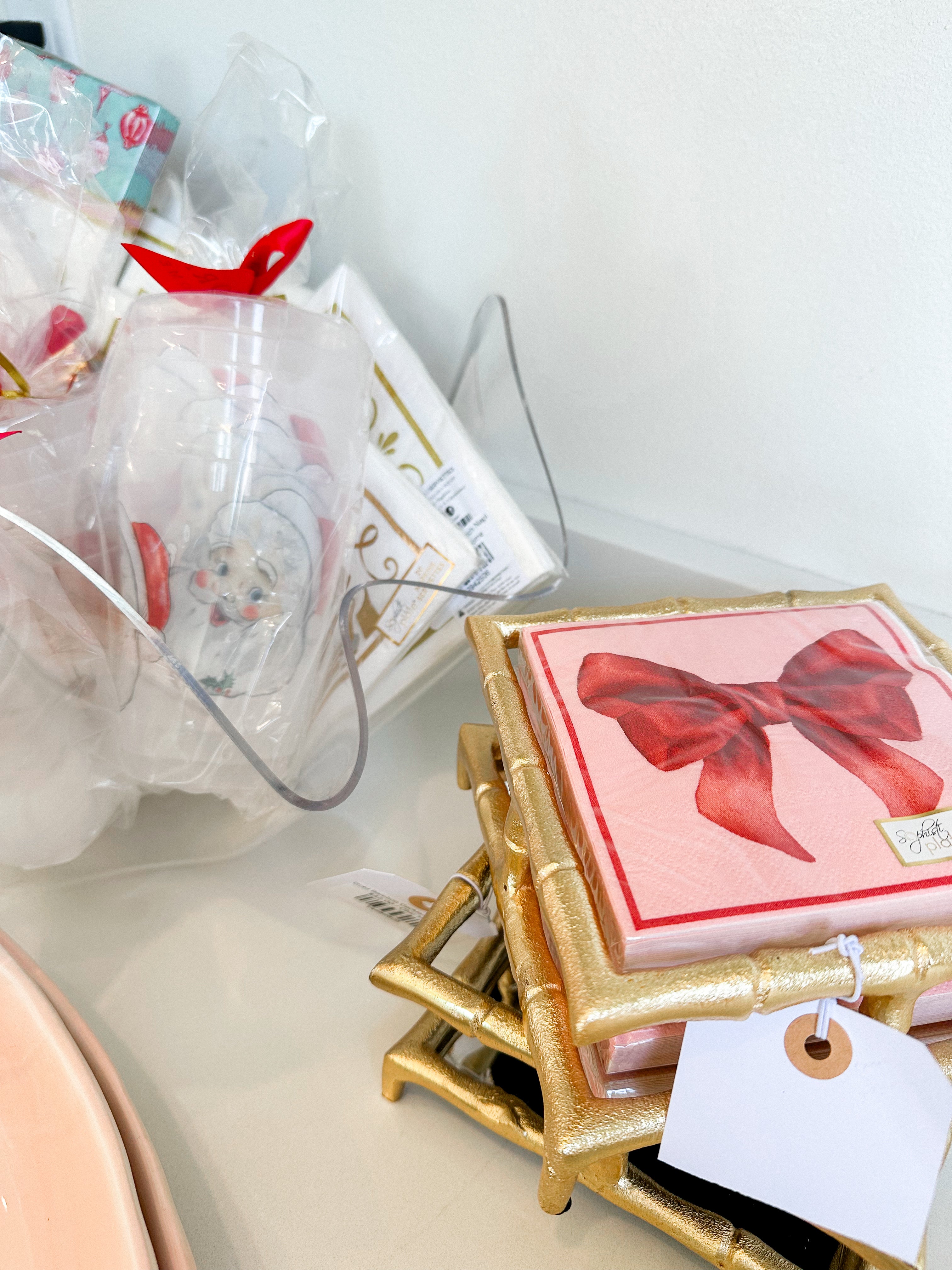 Gold Bamboo Cocktail Napkin Tray