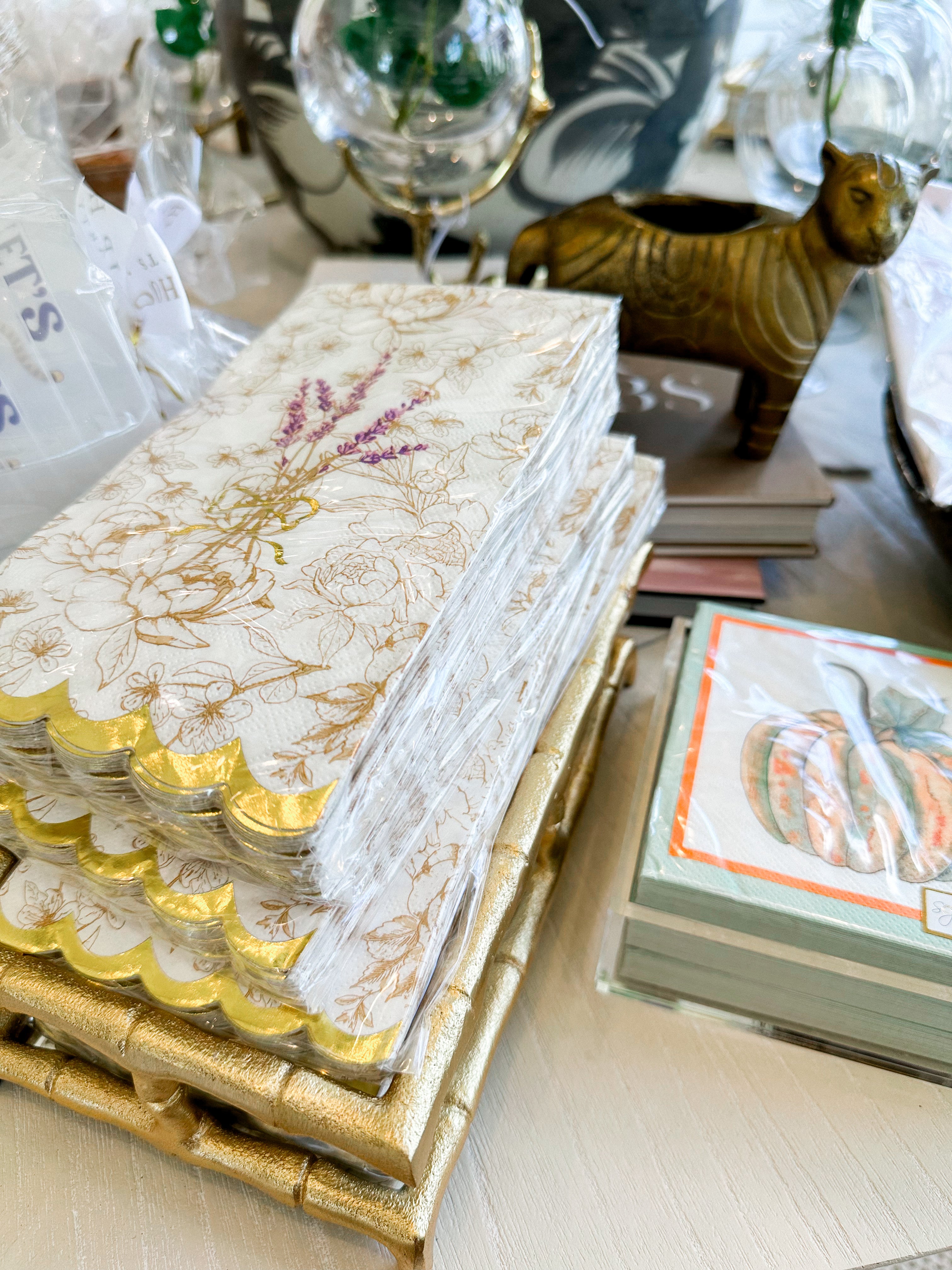 Gold Bamboo Guest Towel Tray