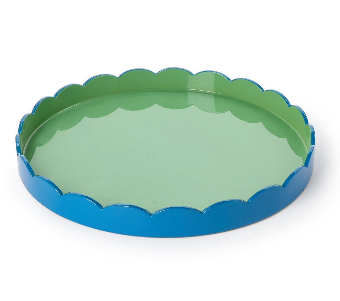 Large Scalloped Blue/Green Tray