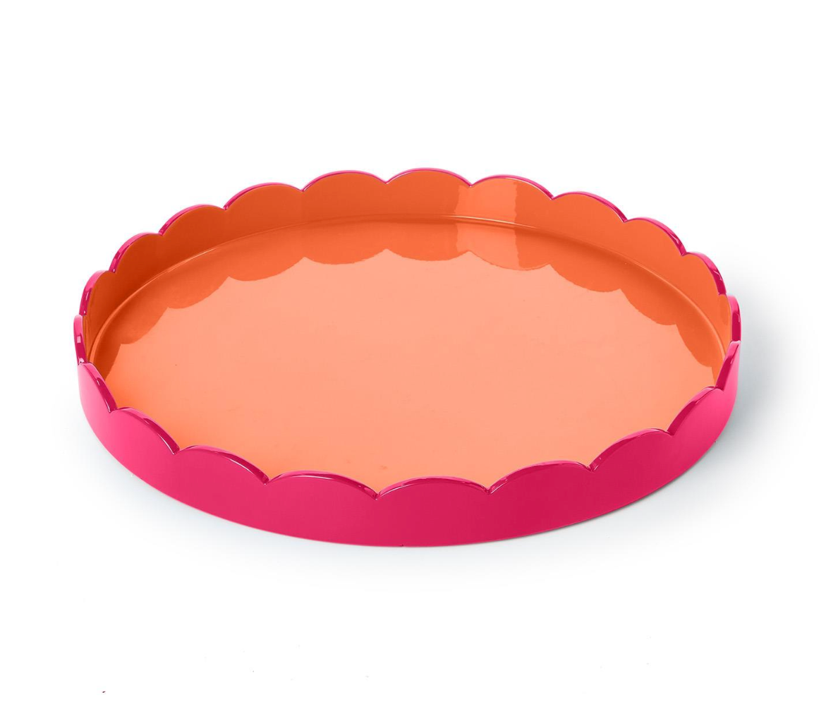 Large Scalloped Pink/Orange Tray