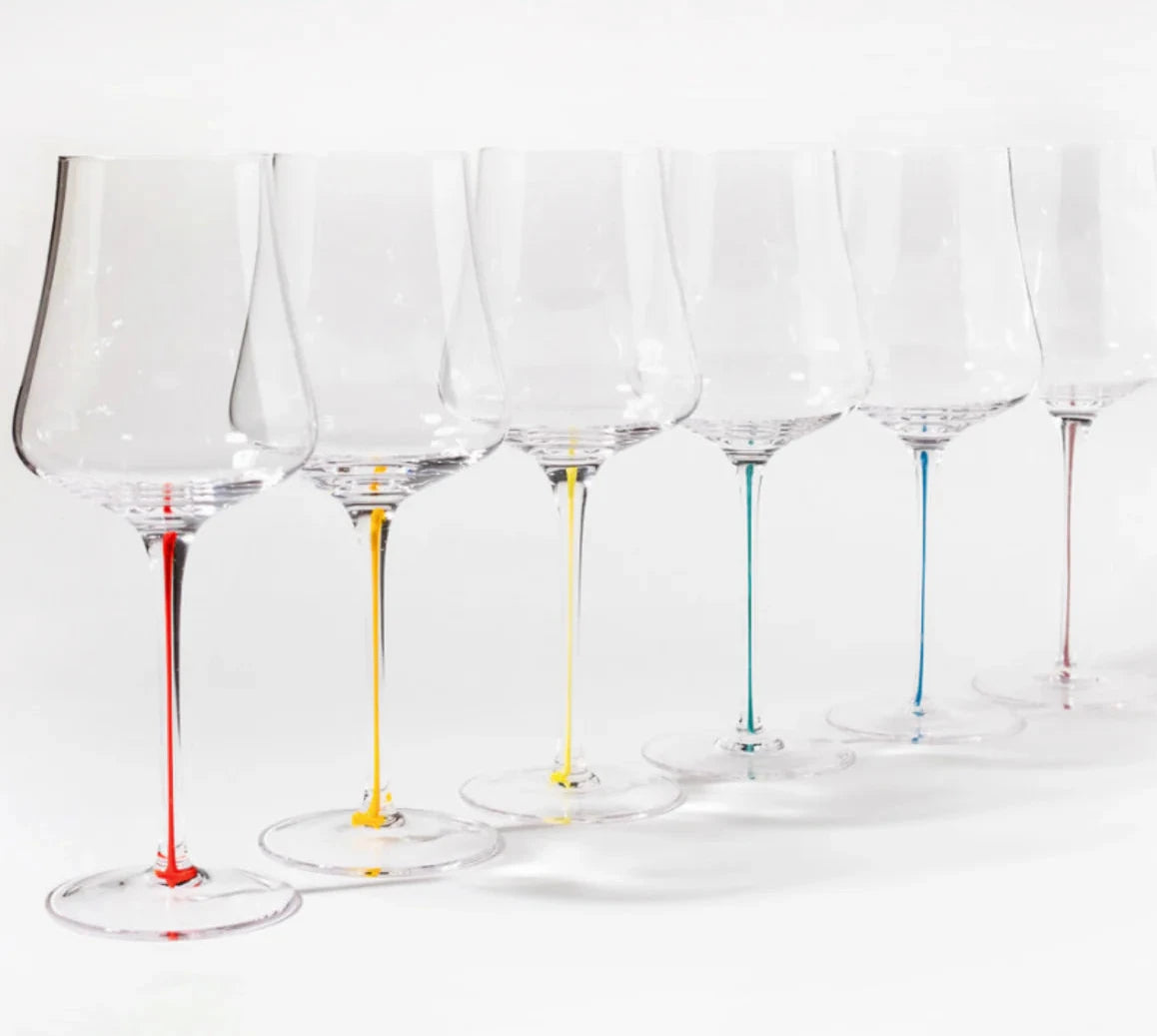 Tulip Colored Stem Wine Glass Set