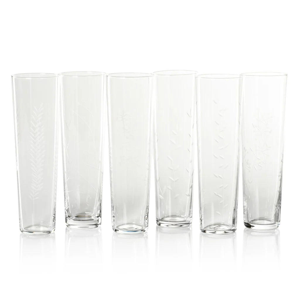 Flora Etched Flute Glass Set