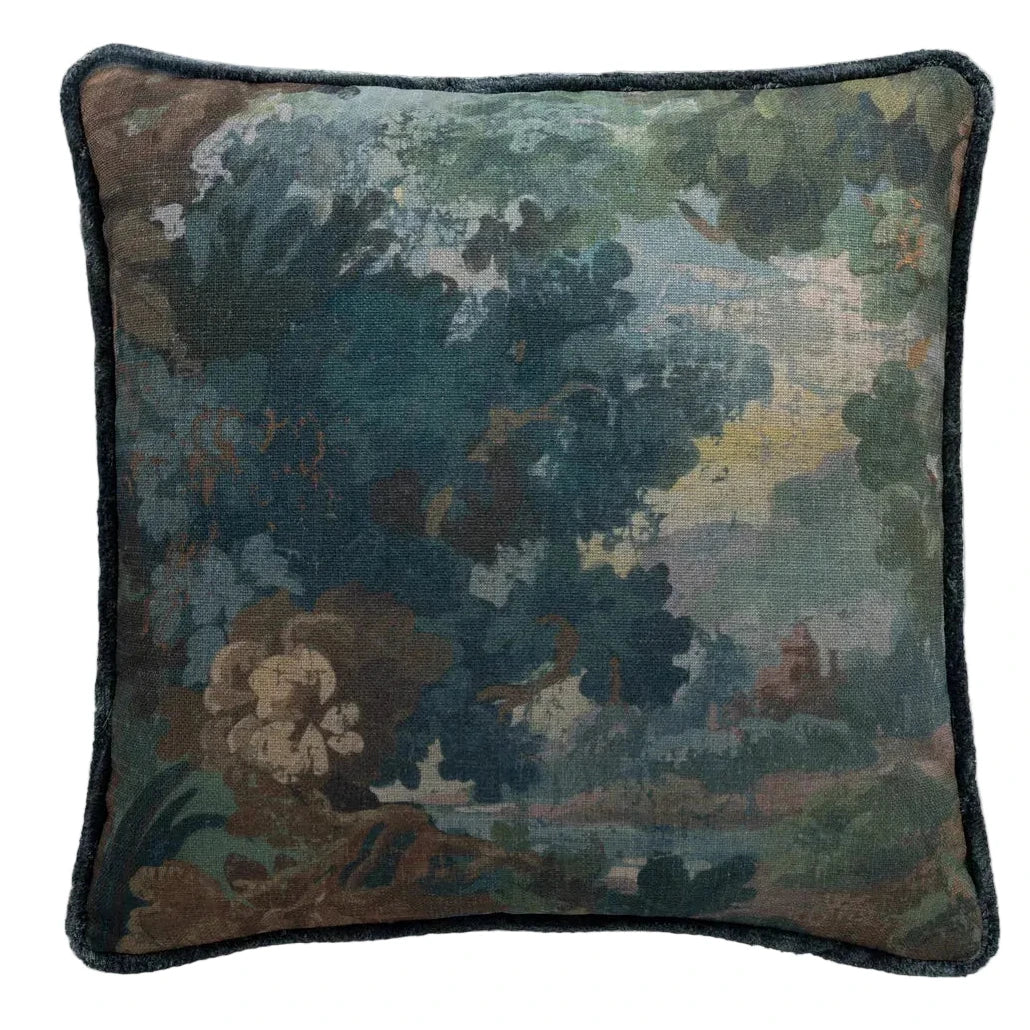 Tapestry Blue Feather Pillow